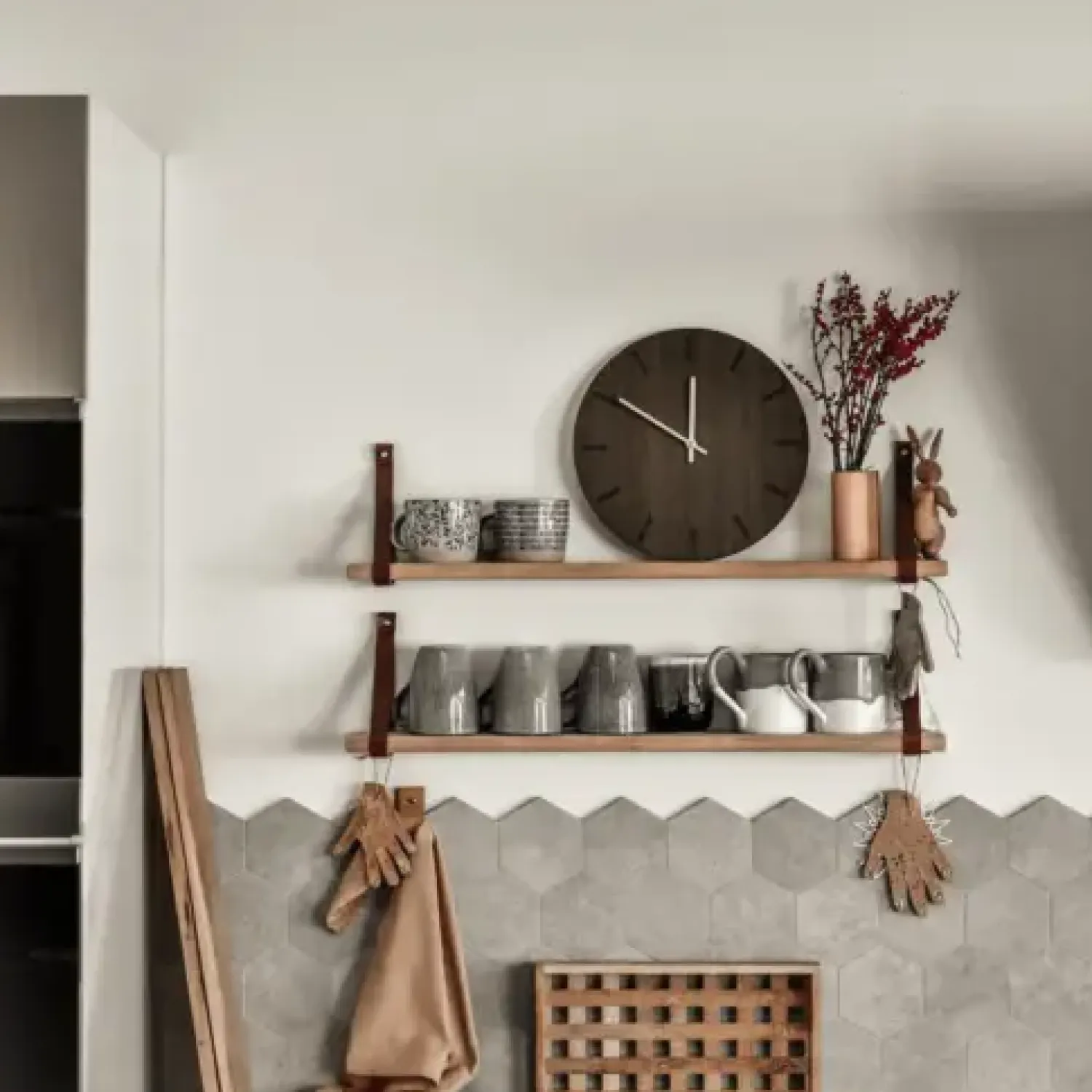 - Vægur - Dark Oak - Mørk Eg/Guld - Ø38 cm*Hemverk Discount