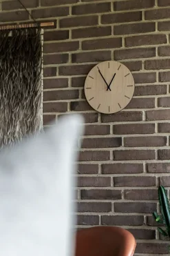 - Vægur - Light Oak - Eg/Sort - Ø38 cm*Hemverk Discount