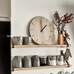 - Vægur - Light Oak - Eg/Sort - Ø38 cm*Hemverk Discount