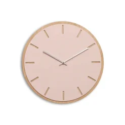 - Vægur - Lys Eg/Powder Dusty Rose - Sølv visere - Ø38 cm^Hemverk Online