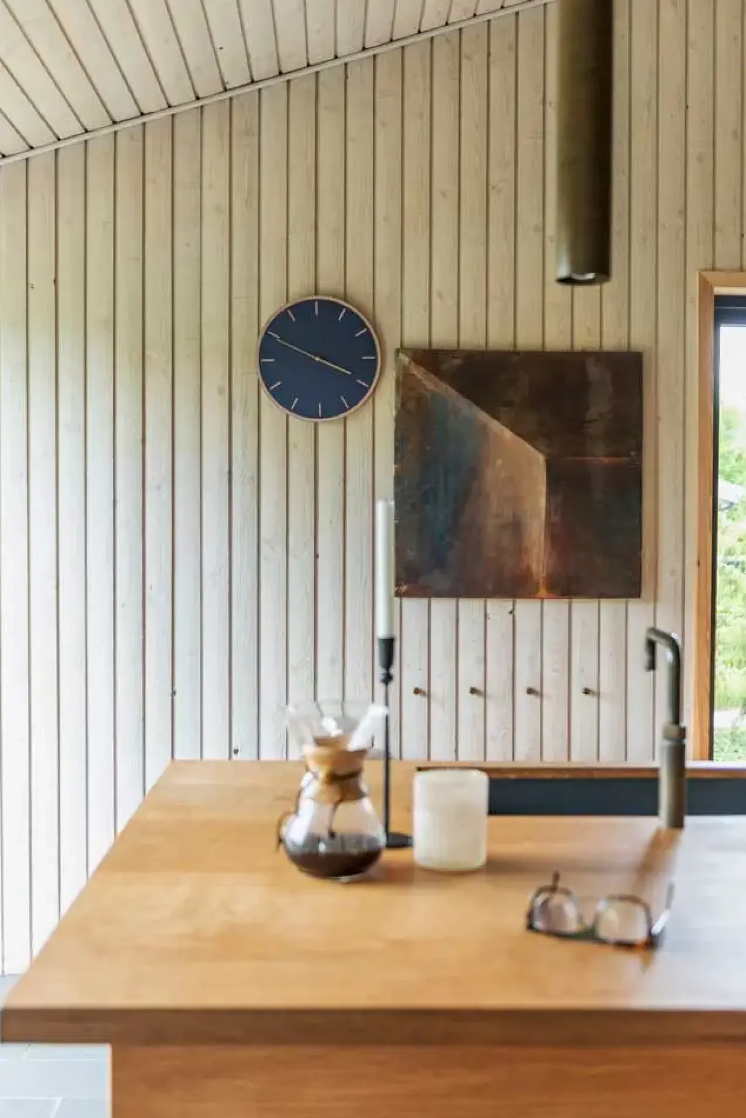 - Vægur - Lys Eg/Smokey blue - Sølv visere - Ø28 cm*Hemverk Hot