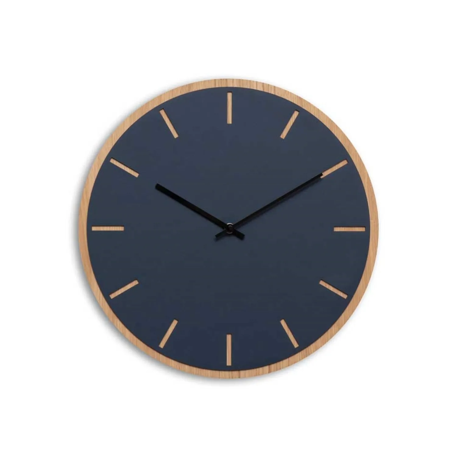 - Vægur - Lys Eg/Smokey blue - Sorte visere - Ø38 cm^Hemverk Discount