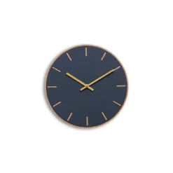 - Vægur - Lys Eg/Smokey blue - Guld visere - Ø28 cm^Hemverk