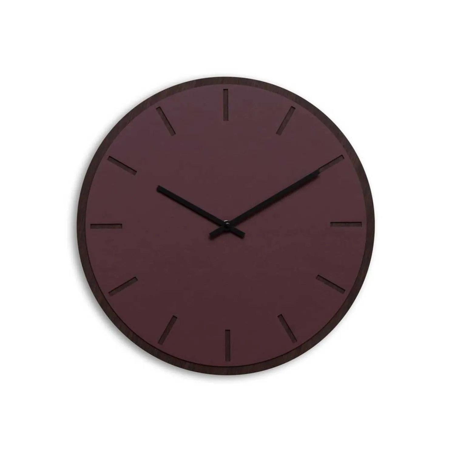 - Vægur - Mørk Eg/Burgundy - Sorte visere - Ø38 cm*Hemverk New