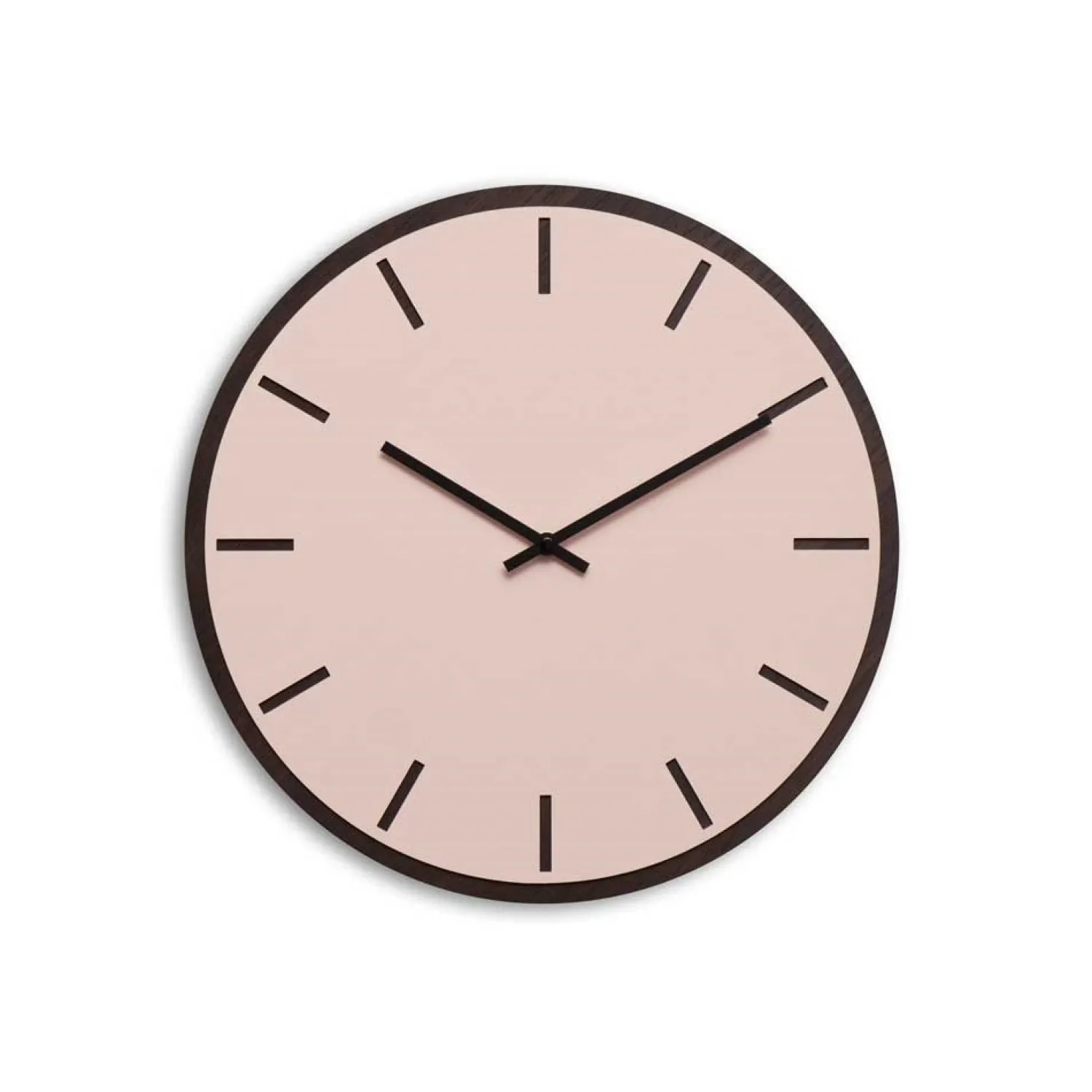 - Vægur - Mørk Eg/Powder Dusty Rose - Sorte visere - Ø38 cm^Hemverk Discount