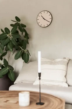 - Vægur - Mørk Eg/Powder Dusty Rose - Sorte visere - Ø38 cm^Hemverk Discount