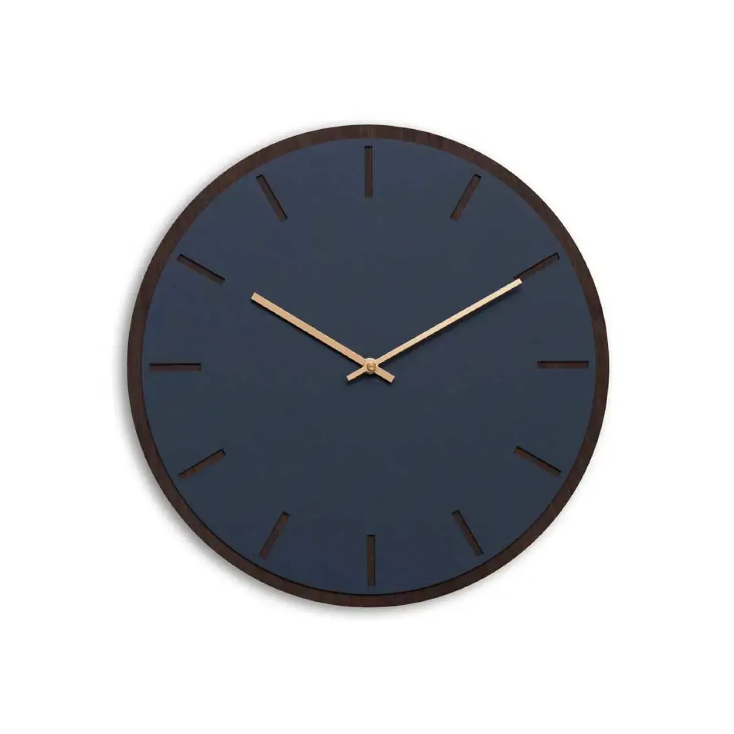 - Vægur - Mørk Eg/Smokey Blue - Guld visere - Ø38 cm^Hemverk Hot