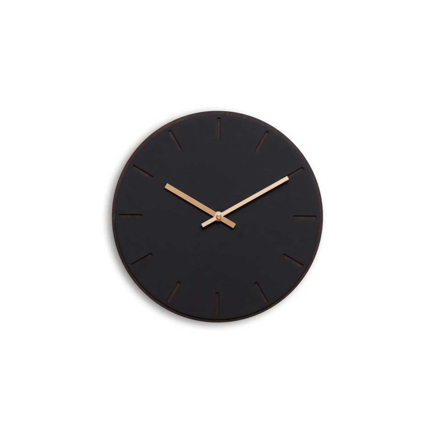 - Vægur - Mørk Eg/Sort - Kobber visere - Ø28 cm*Hemverk Hot