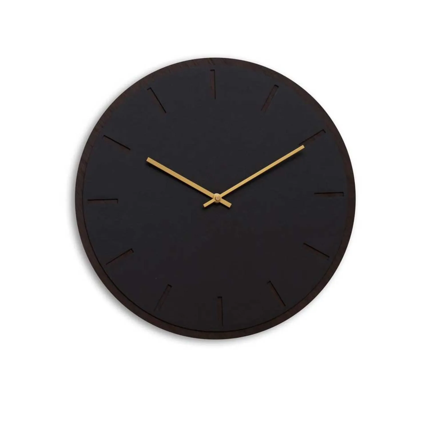 - Vægur - Mørk Eg/Sort - Guld visere - Ø38 cm^Hemverk