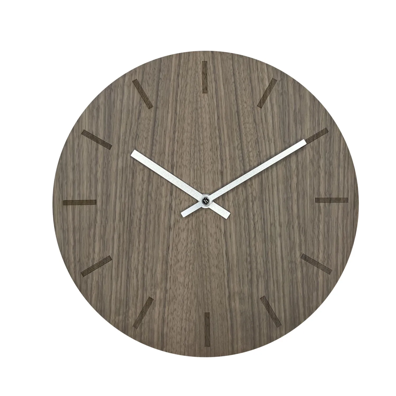 - Vægur - Valnød - Ø38 cm - Sølv visere*Hemverk Clearance