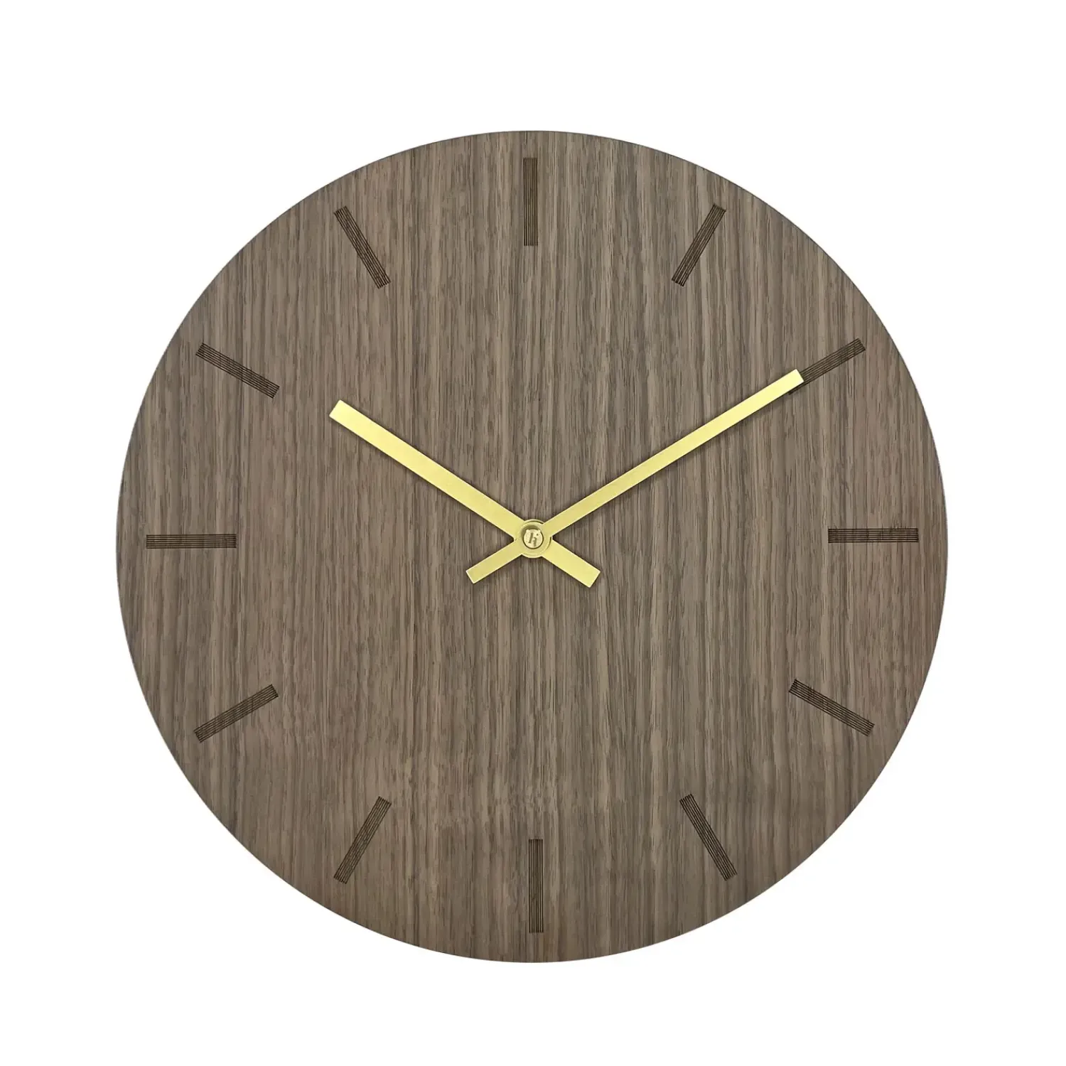 - Vægur - Valnød - Ø38 cm - Guld visere*Hemverk Outlet