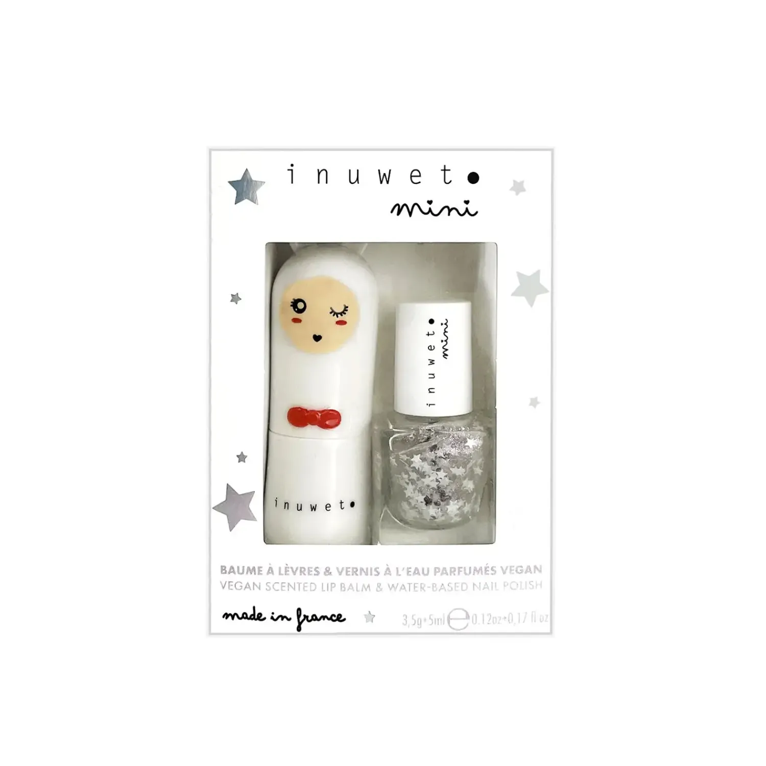 - Duo Gavesæt - Neglelak & Læbepomade - Stjerne/Sølv/Hvid^Inuwet Discount