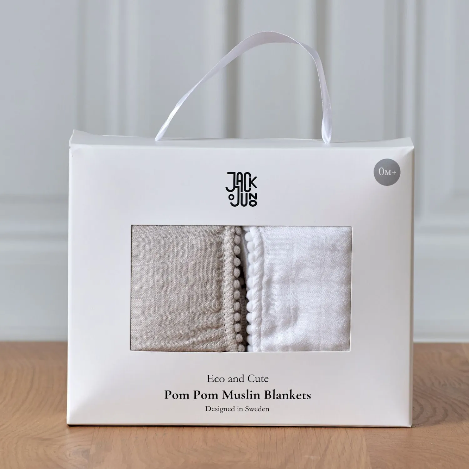 - Tæppe/klud - Pom Pom Muslin Blankets (2-pack) - Hvid/Støvet Grå^Jack o Juno Best