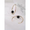 - Alba Stone Hoops - Øreringe - Guld/sort - sæt med 2 styk^JUKSEREI Online