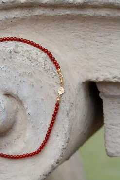 - Halskæde - Rose Carnelian - Guld*JUKSEREI Outlet