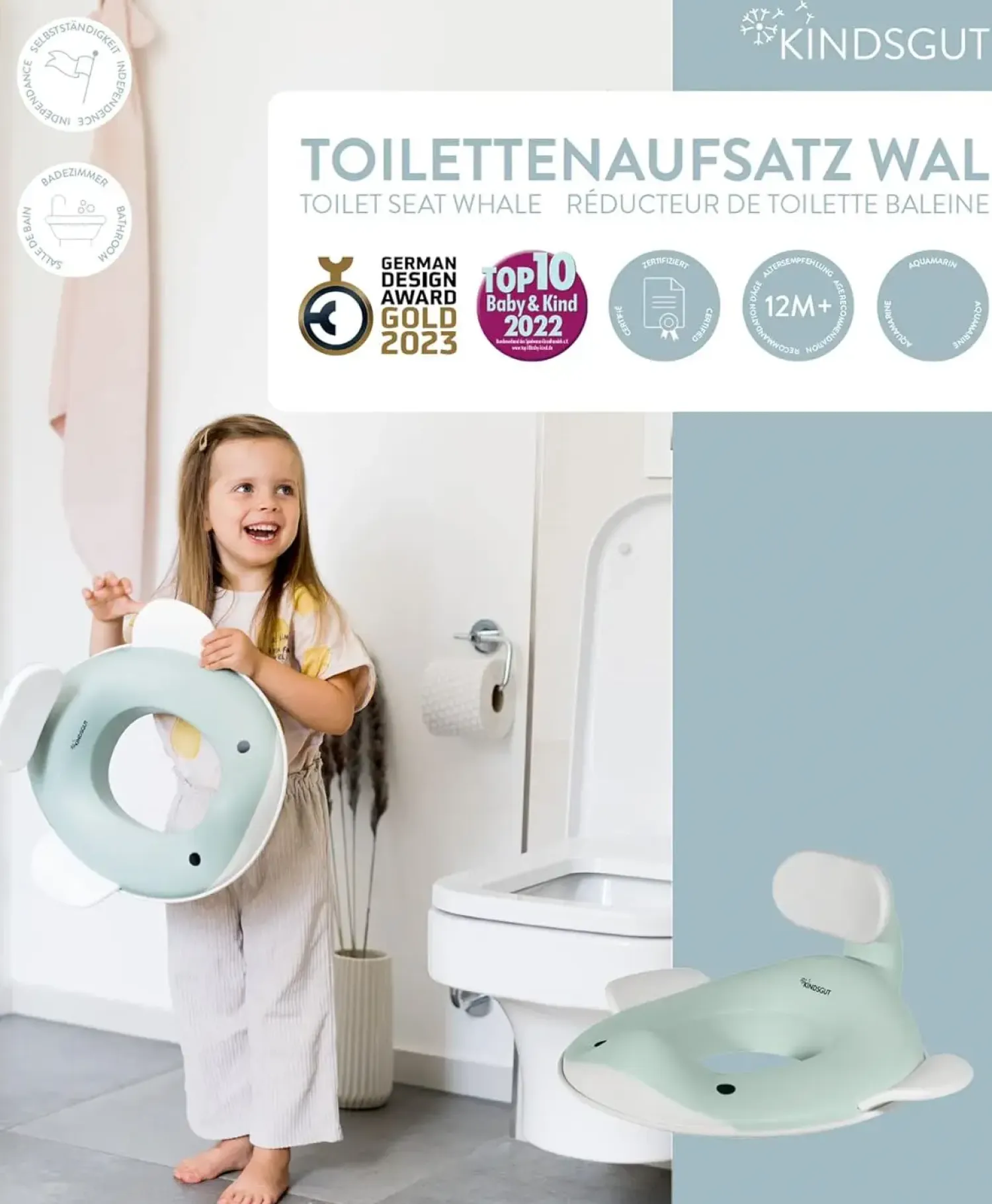 - Toiletsæde til børn - Hval - Aquamarine*Kindsgut Clearance