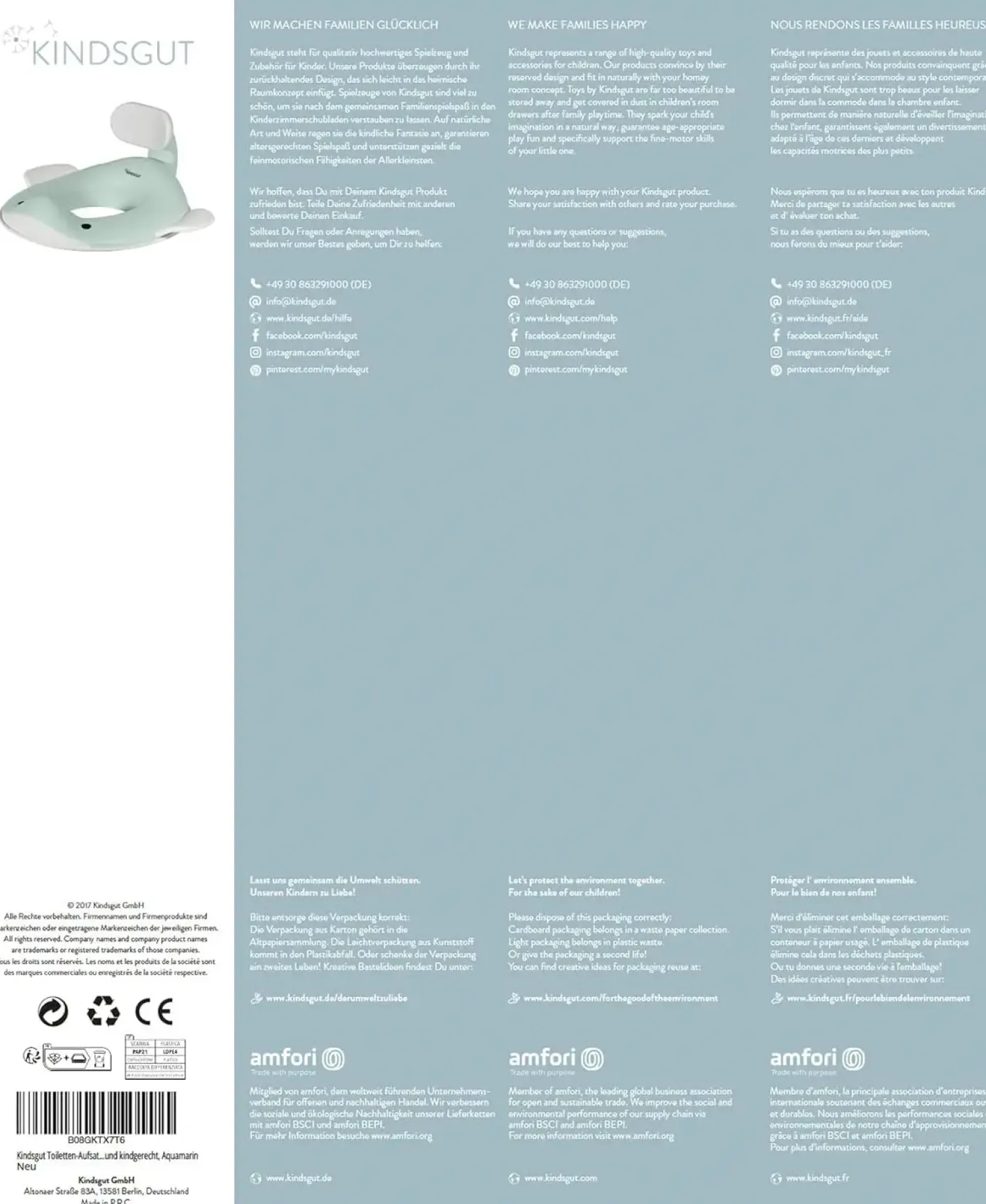 - Toiletsæde til børn - Hval - Aquamarine*Kindsgut Clearance