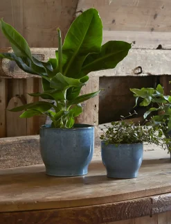 - urtepotteskjuler Ø 16.5 cm dusty blue*Knabstrup Keramik New