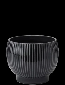 - urtepotteskjuler Ø 16 cm ripple black*Knabstrup Keramik Hot