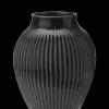 - vase H 20 cm ripple black^Knabstrup Keramik Hot