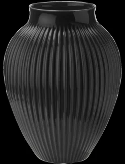 - vase H 35 cm ripple black^Knabstrup Keramik Clearance
