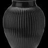 - vase H 27 cm ripple black^Knabstrup Keramik Online