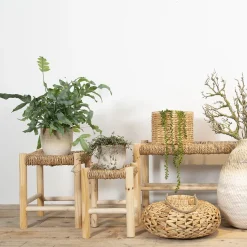 - Træskammel med fletsæde, sæt á 2 str.^La Vida Hot