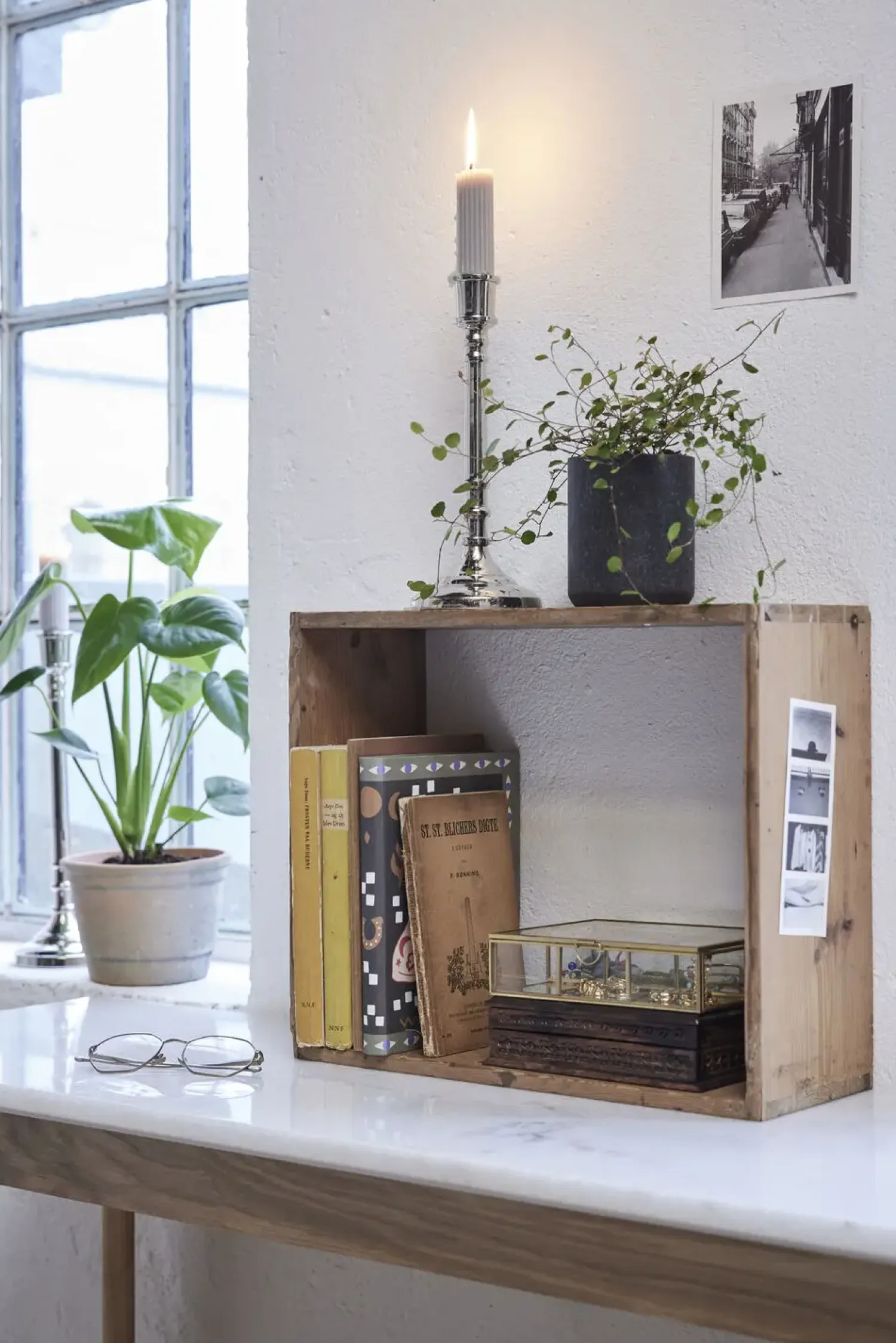 - Ellia krukke 9x9 cm. sort marmor*Lene Bjerre Discount