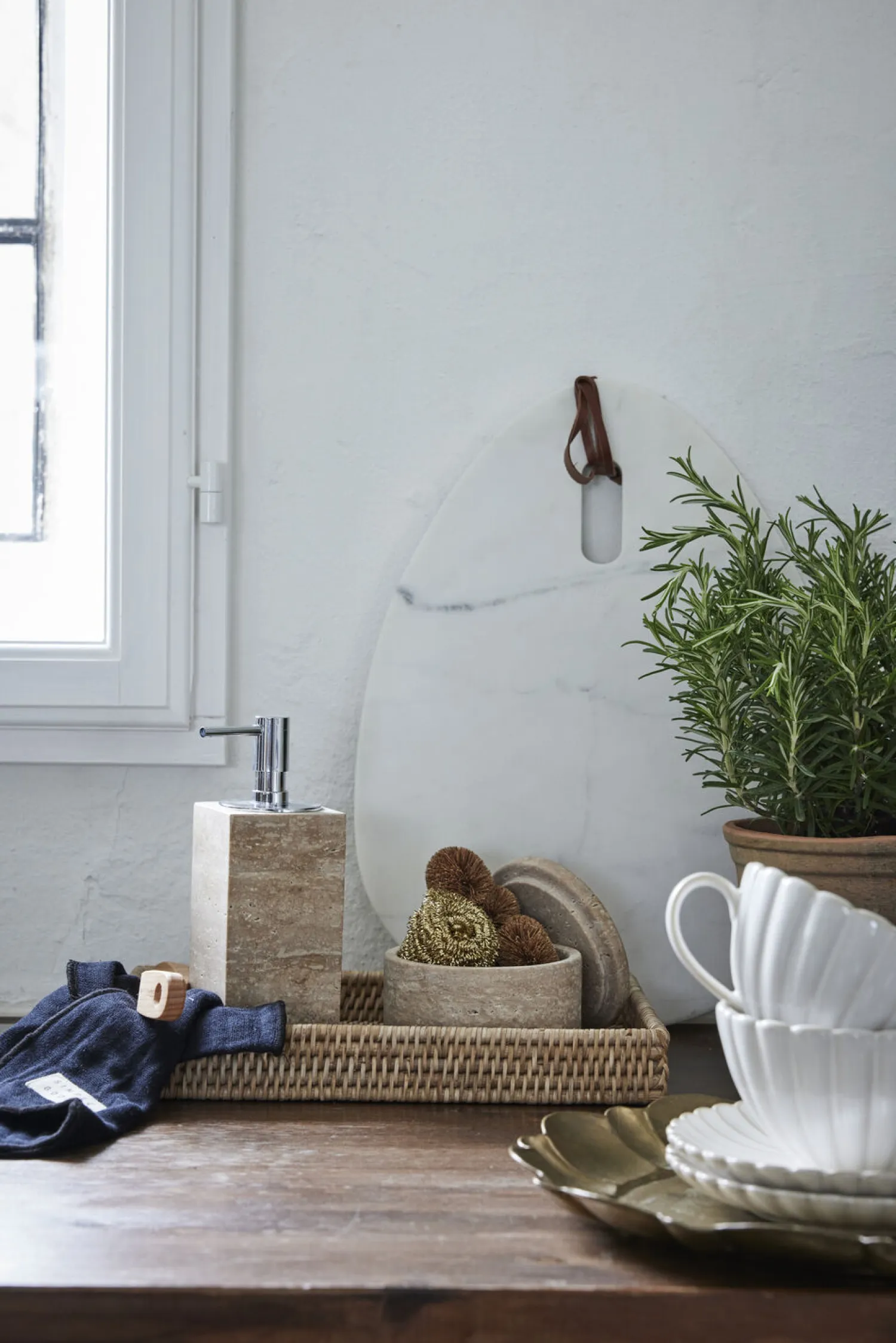 - Ellia skærebræt 40X30 hvid Marmor*Lene Bjerre New