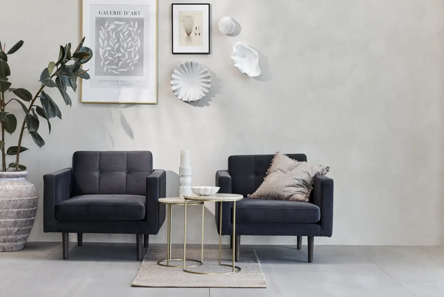 - Oville pude 50x50 cm. mørk sand m. kvaster*Lene Bjerre New