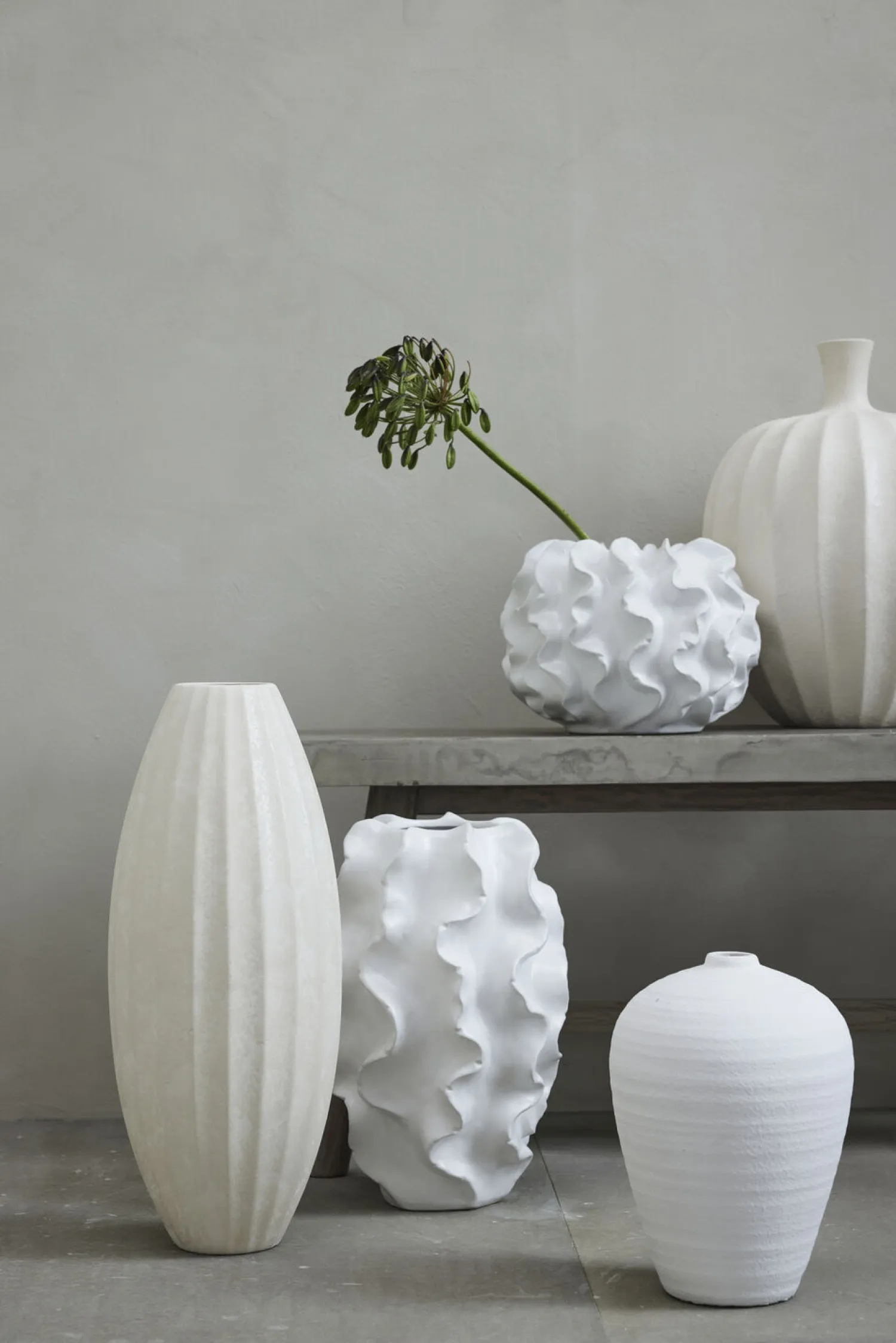 - Sannia vase H20,5 cm. hvid*Lene Bjerre