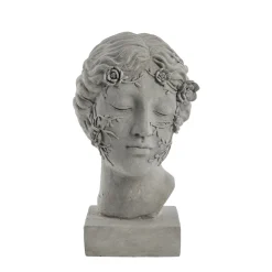 - Sielle figur kvinde m. blomster 31 cm. grå^Lene Bjerre Discount