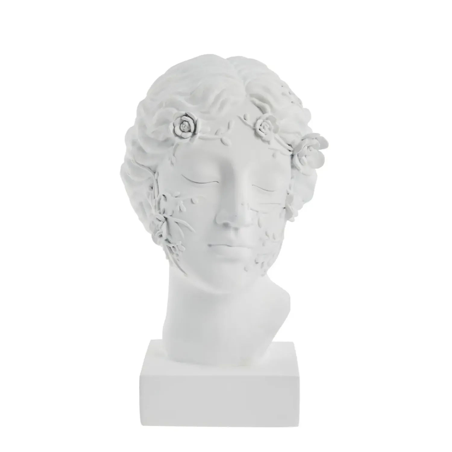 - Sielle figur kvinde m. blomster 31 cm. hvid*Lene Bjerre Clearance