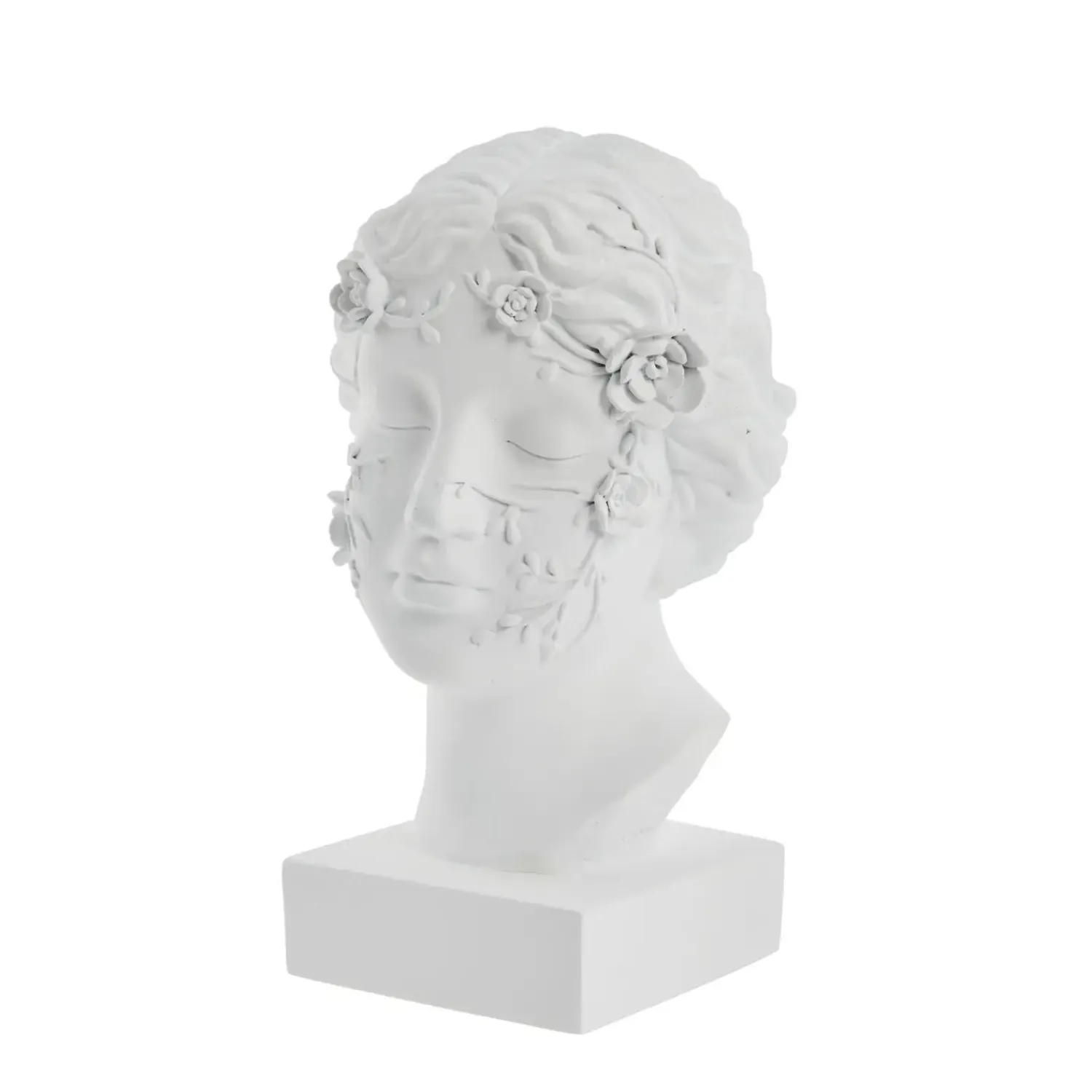 - Sielle figur kvinde m. blomster 31 cm. hvid*Lene Bjerre Clearance