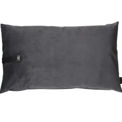 pude - Mørkegrå pude i velour 80 x 50 cm^Louise Smærup Clearance