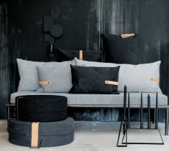 pude - Vendbar pude i grå Canvas 80 x 50 cm^Louise Smærup