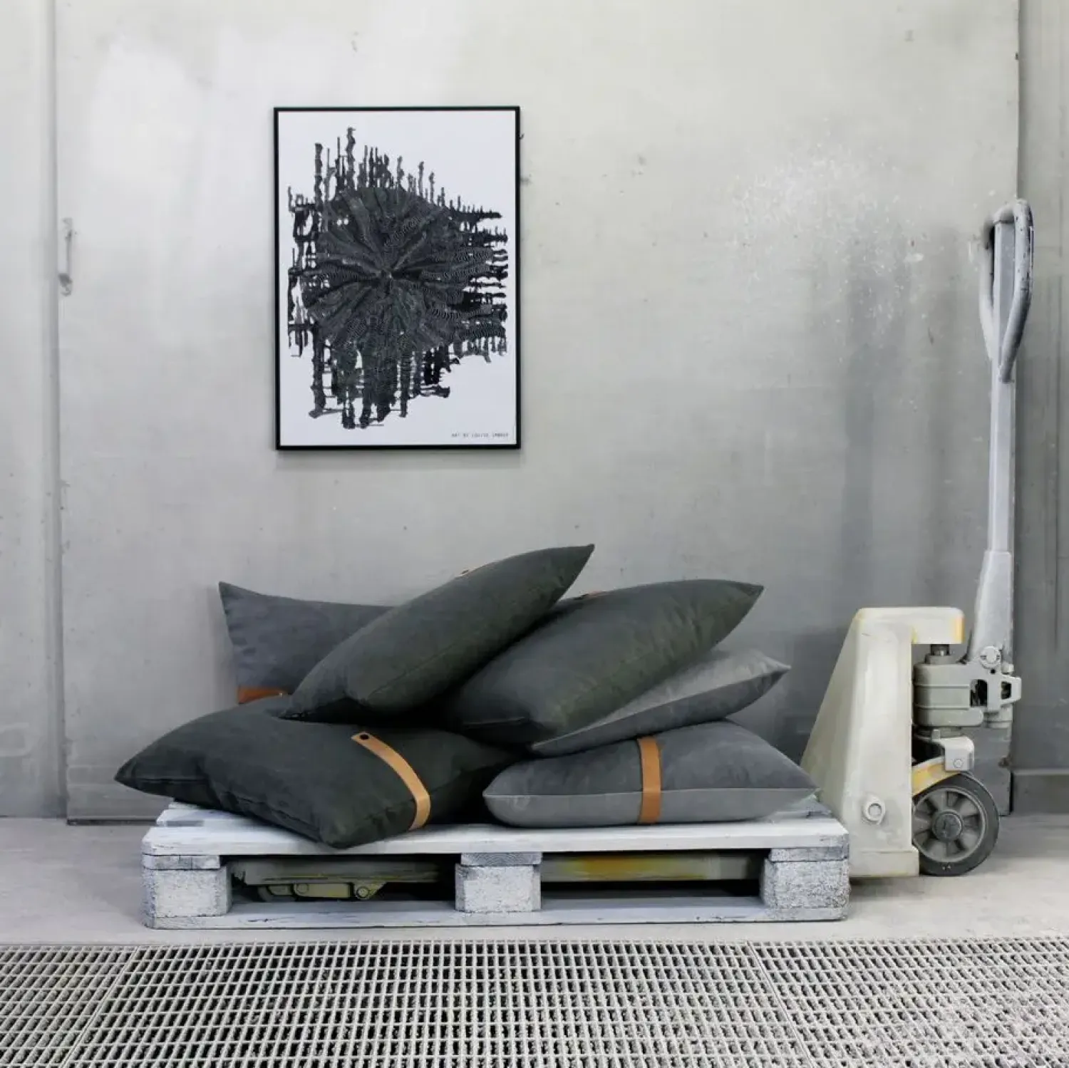 pude - Vendbar pude i grå Canvas 65 x 65 cm*Louise Smærup Outlet