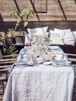 - Dug - Misty - Stripe Sky - 145x300 cm^Lovely Linen Outlet