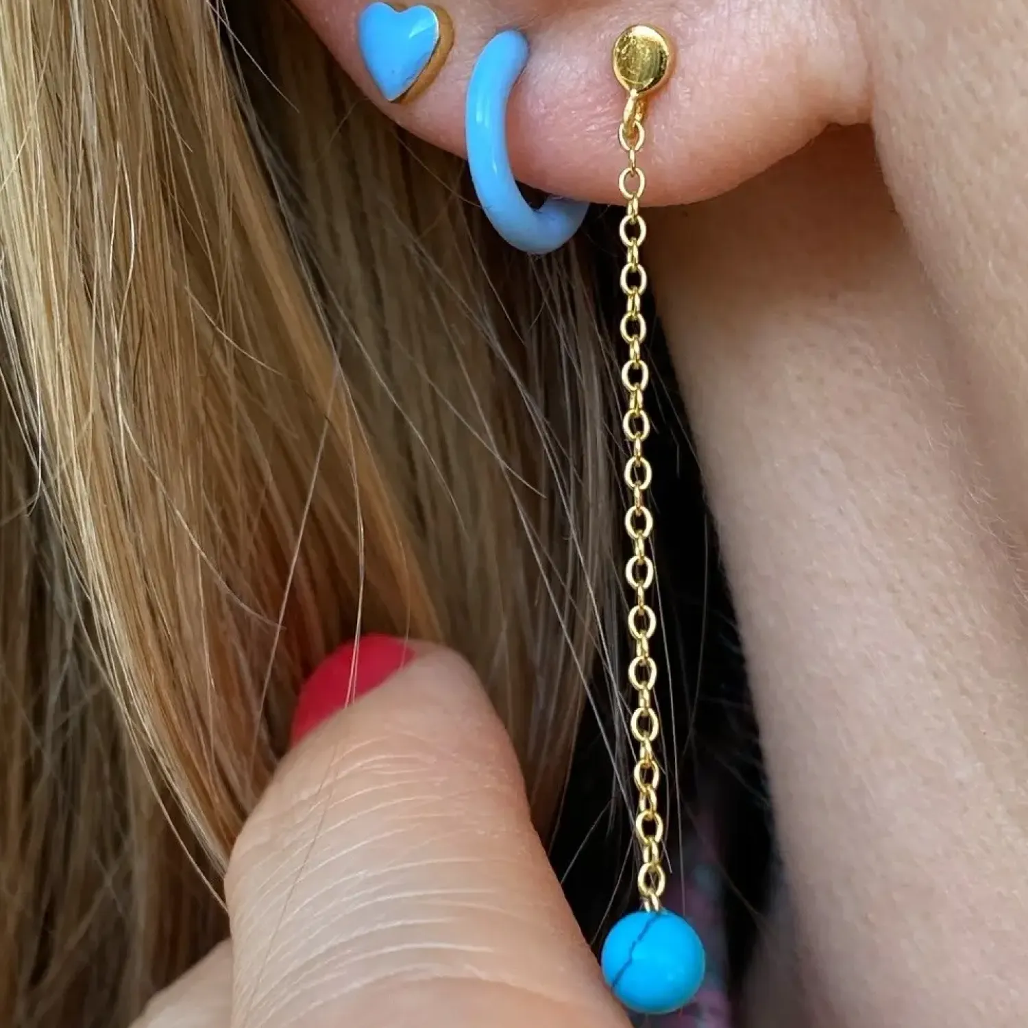 - Love U Ørering, Light Blue (1 stk.)*LULU Copenhagen Outlet