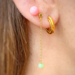 - Natural Stone Chain Ørestik, Light Green (1 stk.)*LULU Copenhagen New