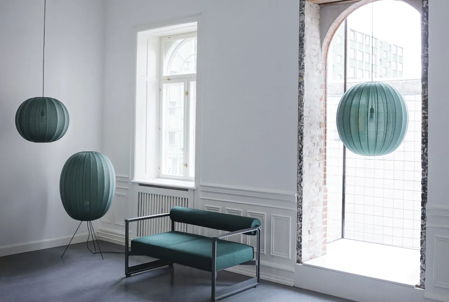 - Pendellampe - Knit-Wit 57 Oval Pendant - Tweed Green*Made by Hand Outlet