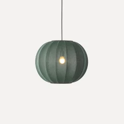 - Pendellampe - Knit-Wit 45 Round Pendant - Tweed Green*Made by Hand New