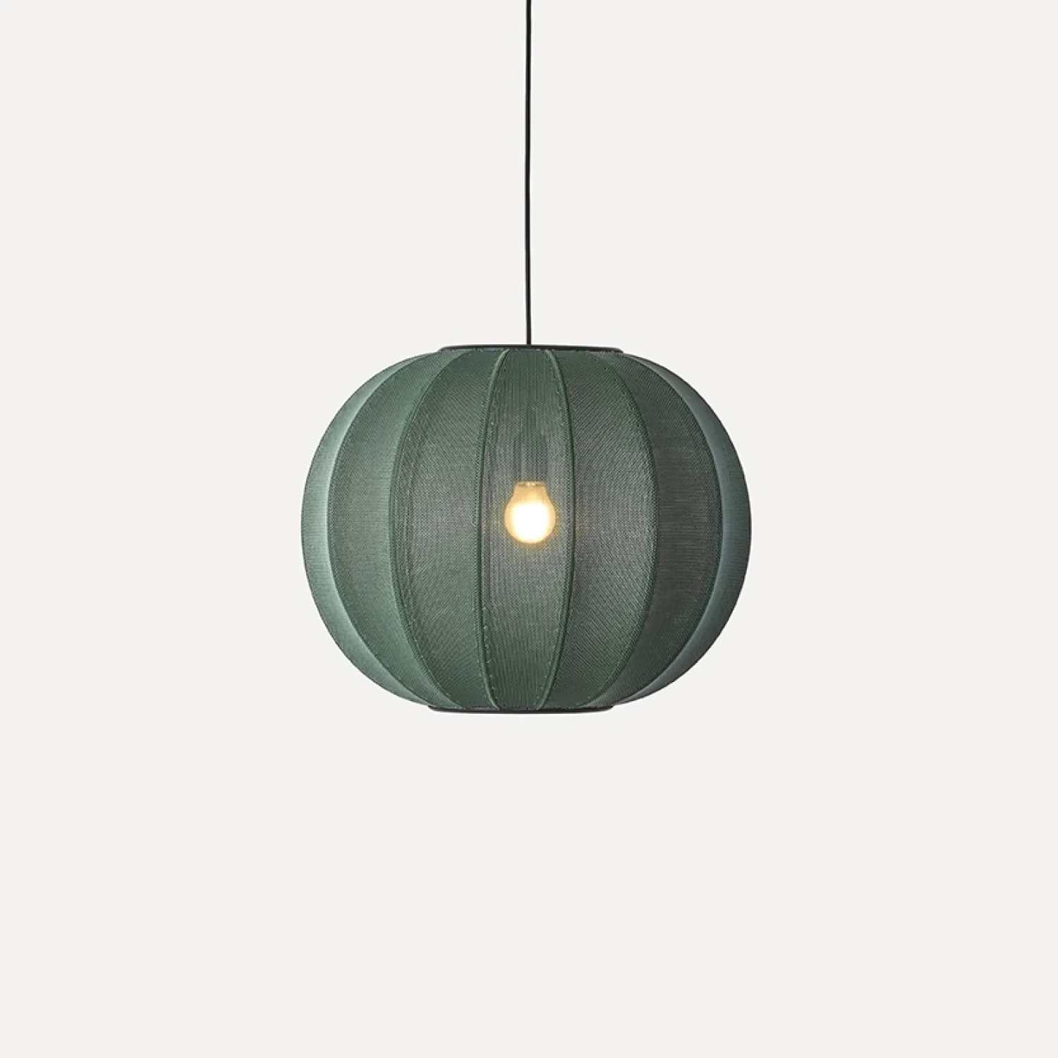 - Pendellampe - Knit-Wit 45 Round Pendant - Tweed Green*Made by Hand New