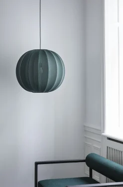 - Pendellampe - Knit-Wit 45 Round Pendant - Tweed Green*Made by Hand New