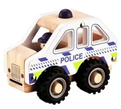 - Politibil i træ med gummihjul, FSC 100%^Magni Online