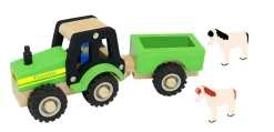 - Traktor i træ med anhænger og dyr*Magni New