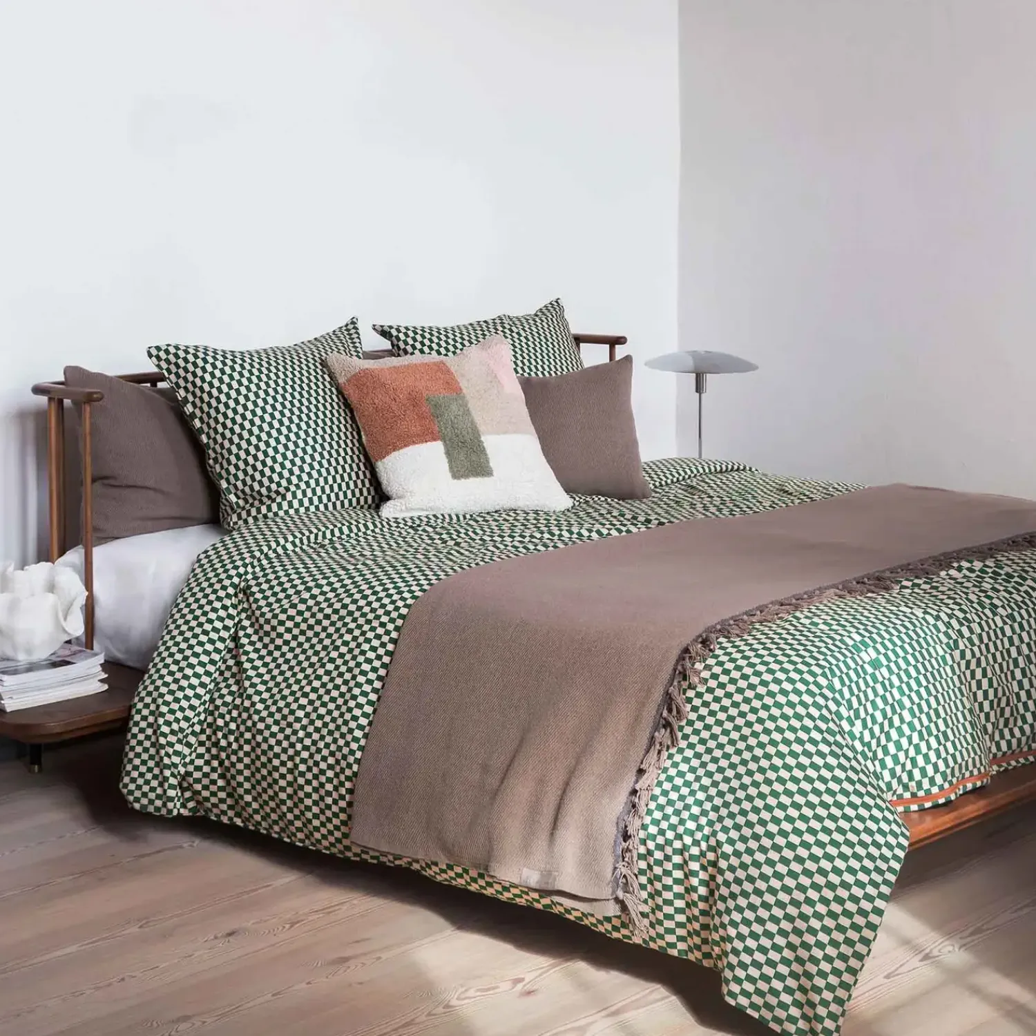 - MINI-sengesæt - Pine green/Tan - W200 x L220 cm^Mette Ditmer