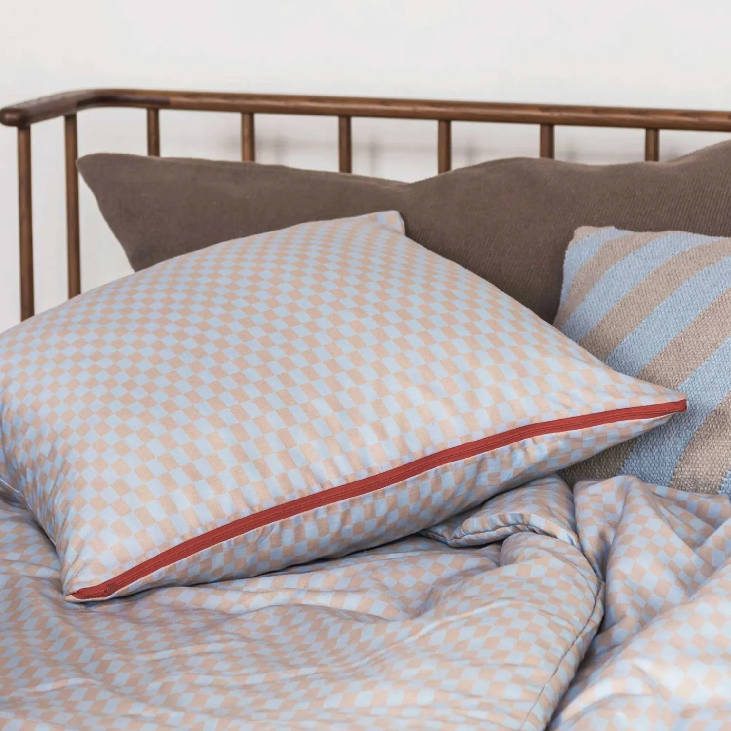 - MINI-sengesæt - Light blue/Tan - W200 x L220 cm*Mette Ditmer Best