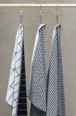 - TILE gæstehåndklæde, 2 stk., Sort / Off-white*Mette Ditmer Online