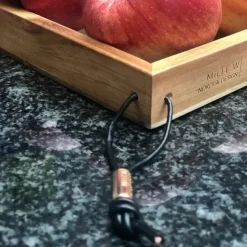 - Bakke i træ - Beige læder - 24 x 33 cm.^MILLE W NORDISK DESIGN Discount